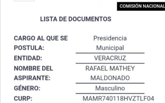 REGISTRADO RAFA MATHEY, VA EN LA ENCUESTA POR MORENA..!