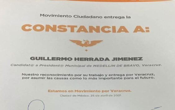 Guillermo Herrada es el candidato de Movimiento Ciudadano a la alcaldía de Medellín de Bravo.