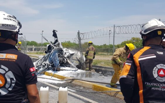 Reportan caída de helicóptero en Apodaca.