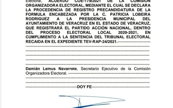 Aprueba Comisión Permanente registro de precandidatura para la Presidencia Municipal de Veracruz