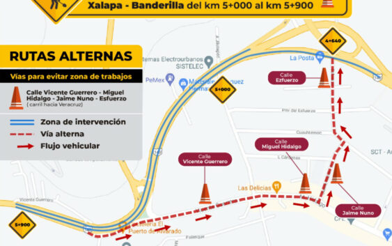 Inicia SIOP rehabilitación de carretera Xalapa-Banderilla; informa vías alternas