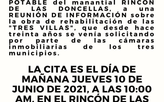 Realizarán este jueves junta de información a usuarios de CAEV