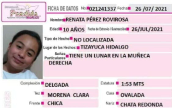 Desaparece menor de edad en Tizayuca