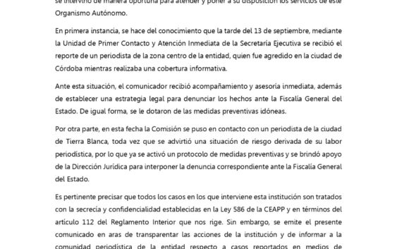 Atiende CEAPP agravios contra comunicadores de Córdoba y Tierra Blanca