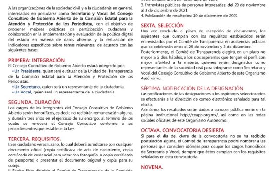 Convoca CEAPP a sociedad civil para integrar Consejo Consultivo de Gobierno Abierto