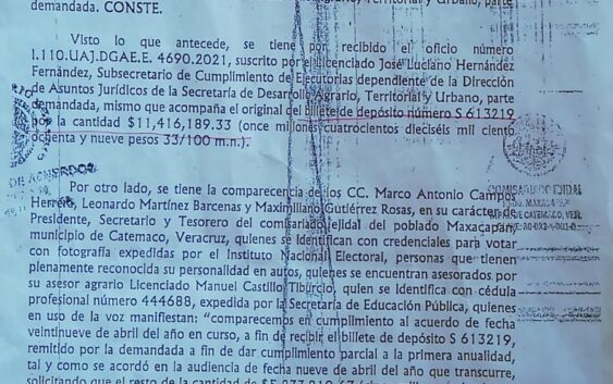 Acusan a comisariado ejidal de Maxacapan por presunto daño patrimonial por 3.3 mdp