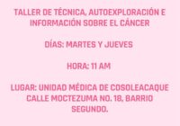 Impartirá ayuntamiento de Cosoleacaque taller de técnica, autoexploración e información sobre el cáncer