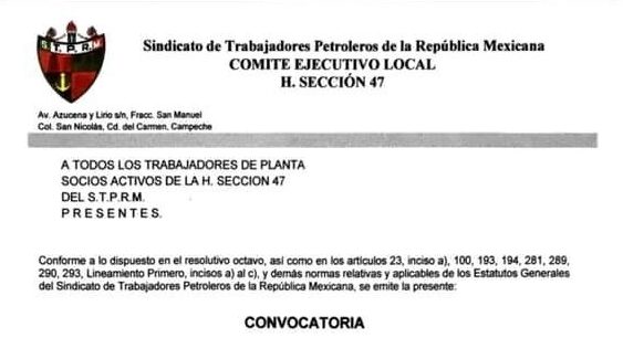 Sale convocatoria para renovar dirigencia en la sección 47 de STPRM