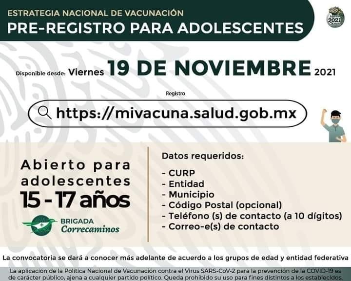 Próximo viernes en Minatitlán se abre el pre-registro para la vacunación contra #COVID19