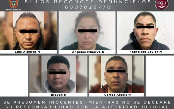 Asegura FGJEM a cinco integrantes de una célula delictiva