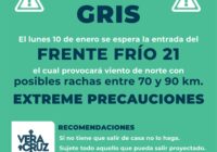 Alerta gris por vientos del norte ante la entrada del Frente Frío No. 21