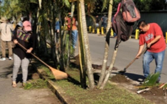 Noé Castillo Olvera, junto con ediles y funcionarios de confianza, le dieron mantenimiento a diversos espacios públicos de la ciudad de Agua Dulce