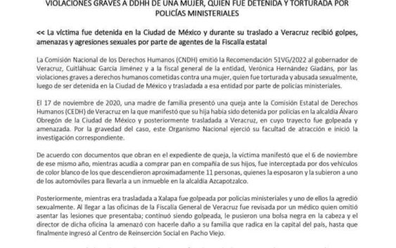 Otra recomendación de la CNDH al gobernador de Veracruz y la FGE.