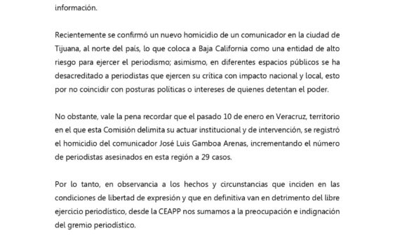 CEAPP se suma a indignación por asesinatos y violencia contra de comunicadores