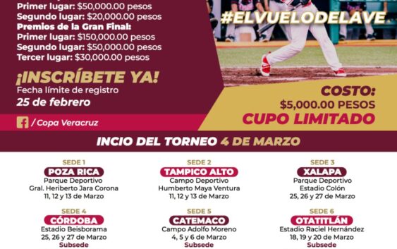 Convoca Gobierno del Estado al primer torneo de béisbol Copa Veracruz