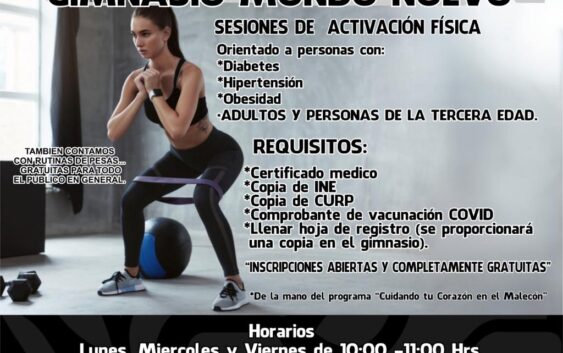 Gimnasio de Mundo Nuevo invita a la ciudadanía a ejercitarse por salud