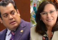 Sergio Gutiérrez Luna y Rocío Nahle en la escaramuza de Minatitlán