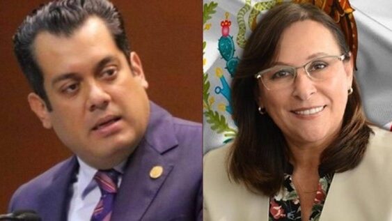 Sergio Gutiérrez Luna y Rocío Nahle en la escaramuza de Minatitlán