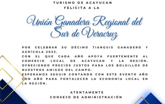 ORGANISMOS RECONOCEN EL TRABAJO DE LA UGRSV: ¡LA CCA LO FELICITA POR EL X TIANGUIS QUE ARRANCA ESTE JUEVES!