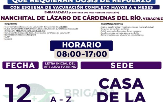 Realizarán jornada de vacunación de refuerzo para rezagados