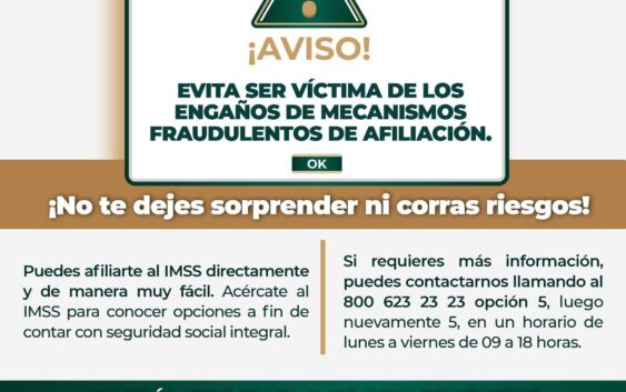 Advierte IMSS Veracruz Sur sobre inscripciones fraudulentas que se ofrecen en redes sociales