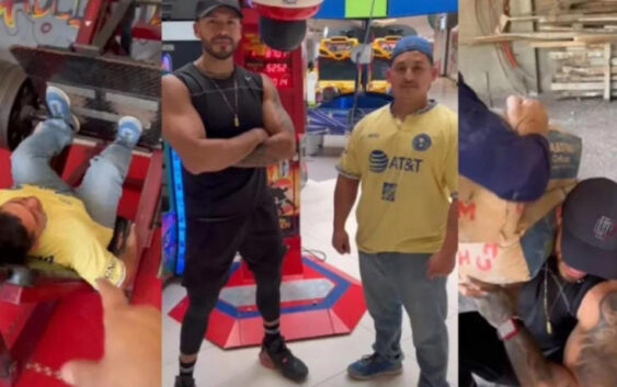 Albañil y joven fitness ponen a prueba su fuerza; resultado se vuelve viral