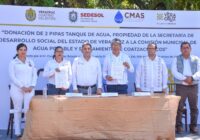 Recibe Coatzacoalcos dos pipas de agua donadas por Sedesol Estatal