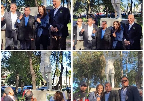 Develan estatua de la boxeadora Yakie Nava en Tijuana