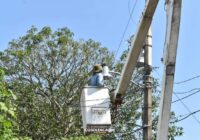 Dan mantenimiento a lámparas del fraccionamiento Prados en Cosoleacaque