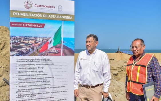 Invierte Gobierno de Coatzacoalcos más de 3mdp en la remodelación del asta bandera