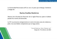 Repudia la UV feminicidio de Karina Casillas Gutiérrez y exige justicia