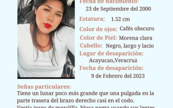 En Tierra Blanca fue vista por última vez Roxana de la Cruz Ortiz, la joven acayuqueña que lleva 11 días desaparecida