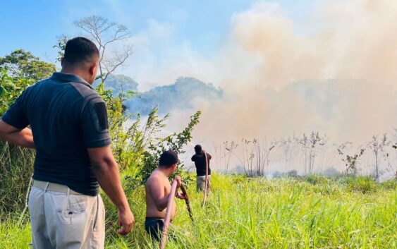 ATIENDE #PROTECCIÓNCIVIL COSOLEACAQUE INCENDIO DE PASTIZAL EN BARRIO 2DO