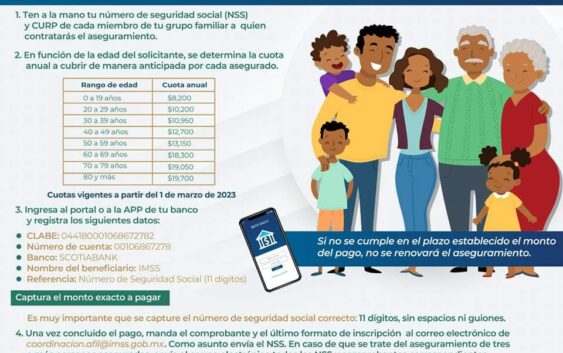 Pone IMSS Veracruz Sur a disposición seguro social para la familia si no estás asegurado