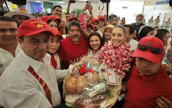 Claudia Sheinbaum fue recibida en Oaxaca por Salomón Jara