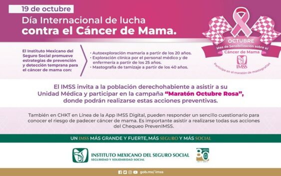 Promueve IMSS Veracruz Sur prevenciónde Cáncer de Mama