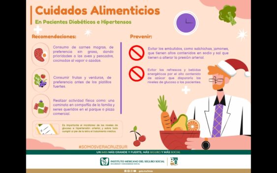 Exhorta IMSS Veracruz Sur a cuidar alimentación en diabéticos e hipertensos en fiestas decembrinas