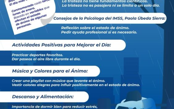 Pide IMSS Veracruz Sur no sugestionarnos con Blue Monday