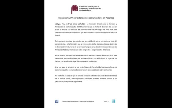 Interviene CEAPP por detención de comunicadores en Poza Rica