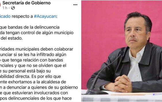 Niega gobierno de Cuitláhuac que hampa controle municipios de sur y le piden alcaldesa de Acayucan que invierta en la policía