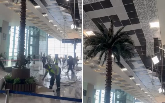 Se Cae Parte del Techo del Aeropuerto AIFA; Así Colapsaron Plafones