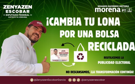 Zenyazen Escobar impulsa campaña de reciclaje de lonas