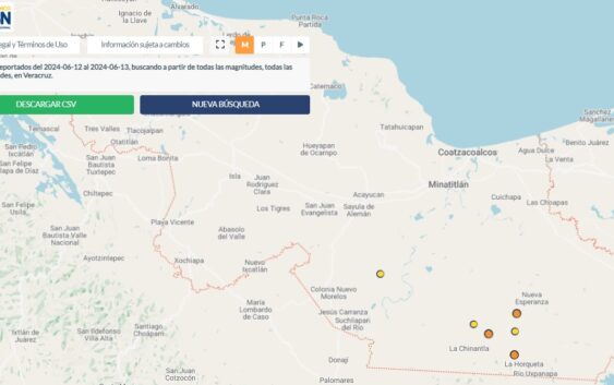 Se han registrado seis sismos en las últimas 24 horas en el sur de Veracruz