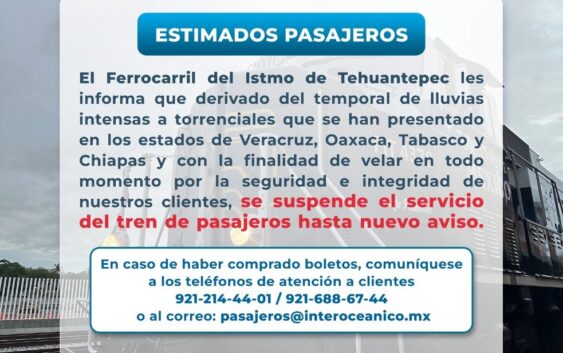 Vuelven a suspender operaciones el Tren Interoceánico por las lluvias