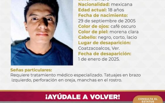 DESAPARECE JOVEN EN COATZACOALCOS