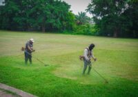 Intensa jornada de poda, limpieza y mantenimiento de pasto en los campos de Cosoleacaque.