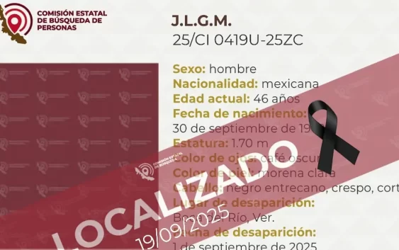 Hallan sin vida a hombre desaparecido en Boca del Río, Veracruz