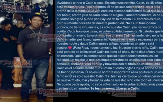 Bloquean calles en Poza Rica para exigir la aparición de “Calin”, hombre con discapacidad desaparecido