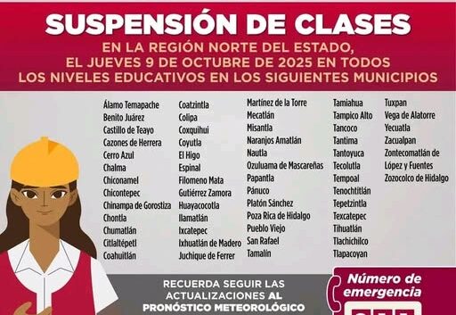 Gobierno del Estado mantiene suspensión de clases en 58 municipios