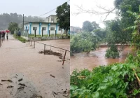 Frente frío 16 desborda arroyo en Soteapan; alerta en la comunidad de Hilario C. Salas por inundaciones